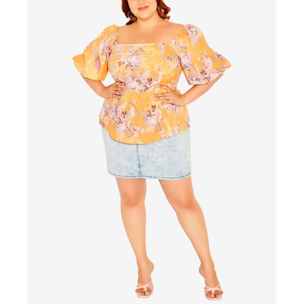 City Chic Trendy Plus Size Sweet Lisbon Square Neck Top